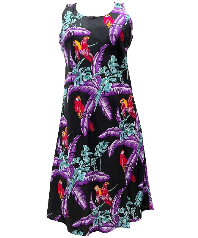 Jungle Bird Parrots Dress Sleeveless Knee Length