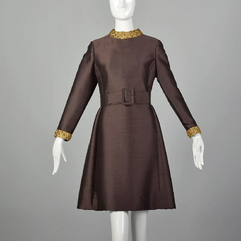 Large 1960s Brown Mod Dress