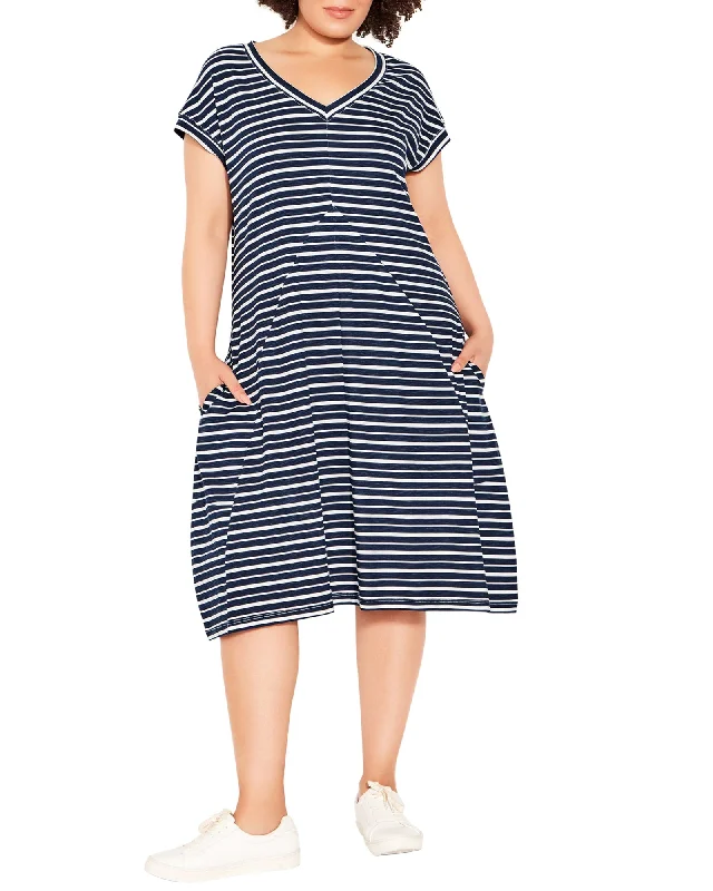 Lilly Striped Dress | Navy / White