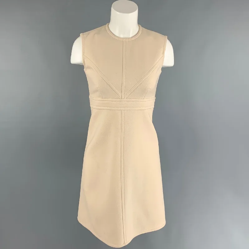 LOUIS VUITTON Size 2 Cream Wool A-Line Knee-Length Dress