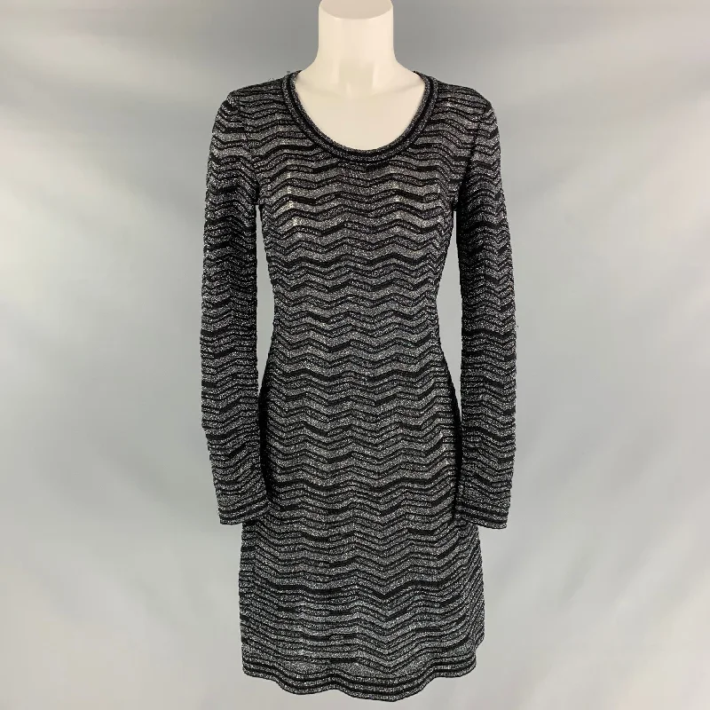 M MISSONI Size 4 Black & Silver Knitted Dress