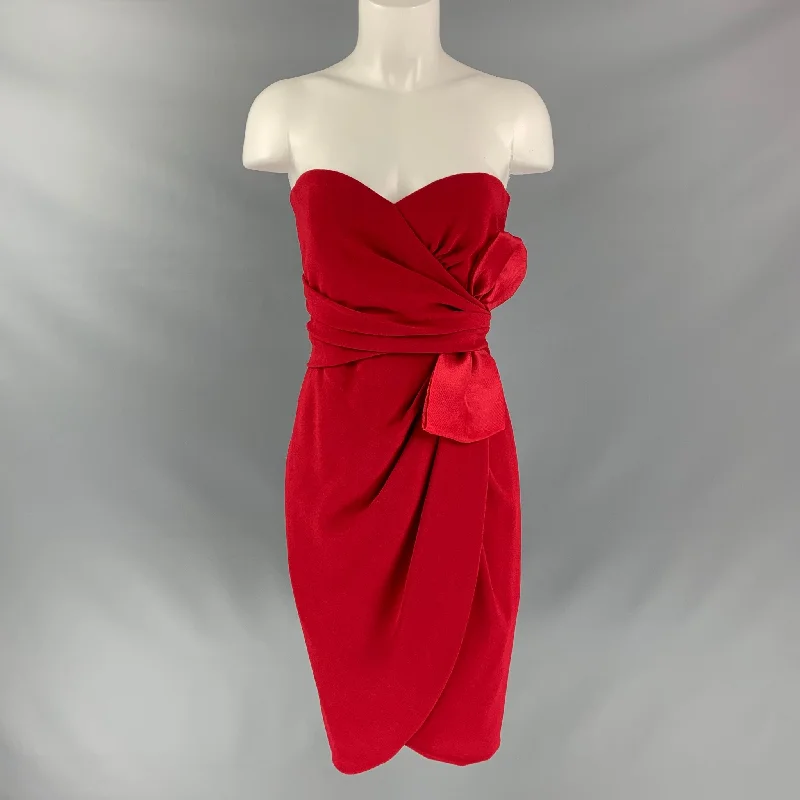 MAX MARA Size 12 Solid Red Triacetate Blend Dress