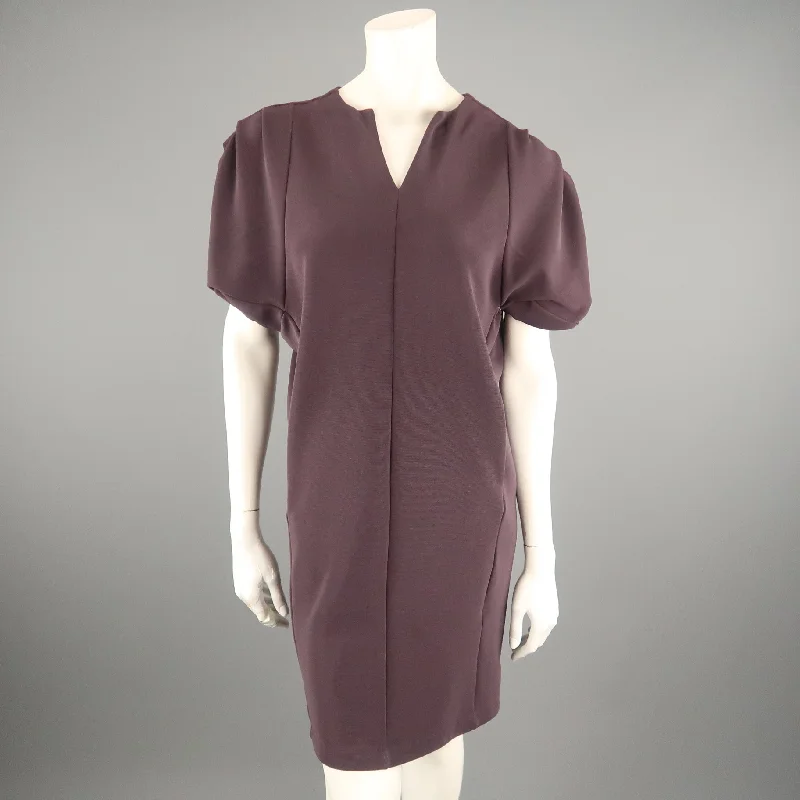 MAX MARA Size S Purple Textured Pleated Shoulder Shift Dress