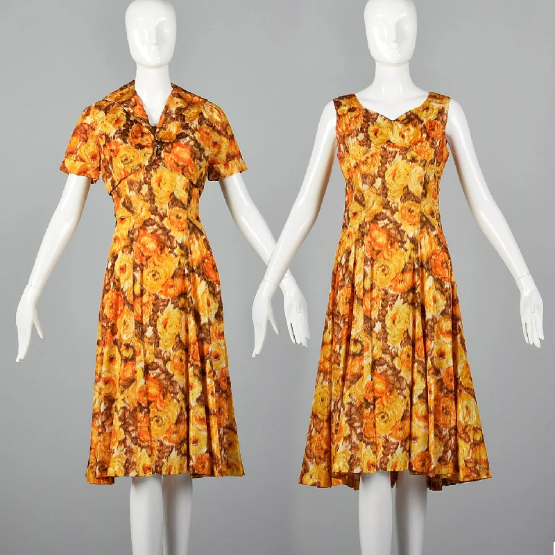 Medium 1950s Yellow Dress Set