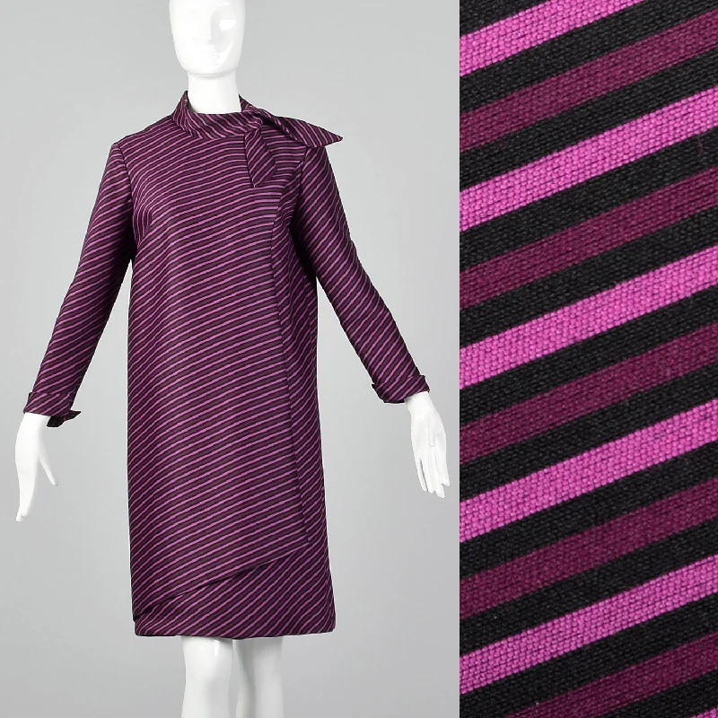 Medium 1960s Asymmetric Stripe Shift Dress