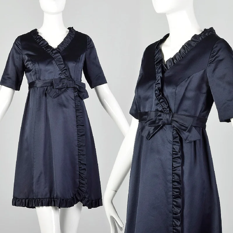 Medium 1960s Blue Satin Dress