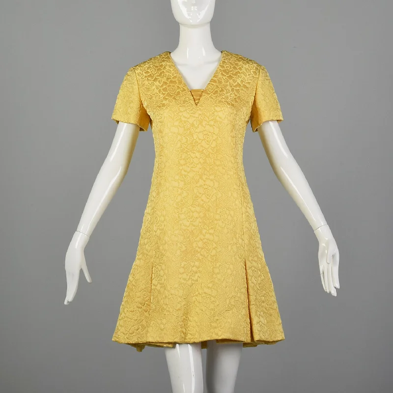 Medium Christian Dior 1960s Yellow Brocade Dress