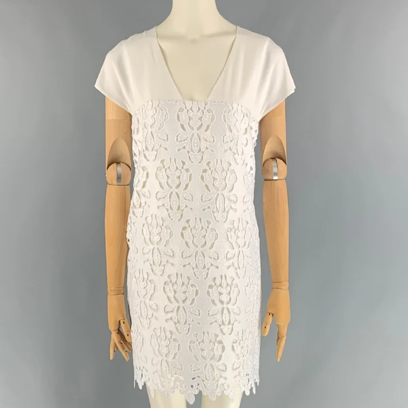 Nº21 Size 6 White Polyester Eyelet Shift Dress