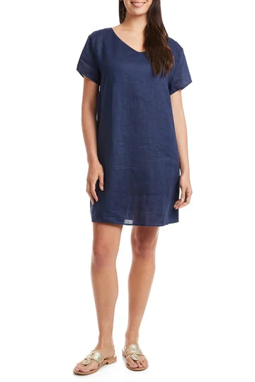 Castaway Oceanique Dress Navy Linen