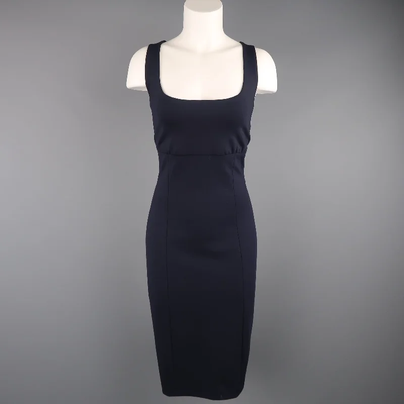 RALPH LAUREN Size 10 Navy Wool Blend Jersey Sleeveless Sheath Dress