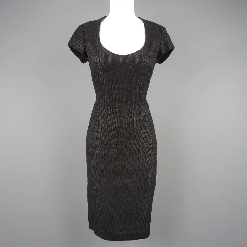 RALPH LAUREN Size 8 Black Woven Linen Scoop Neck Dress