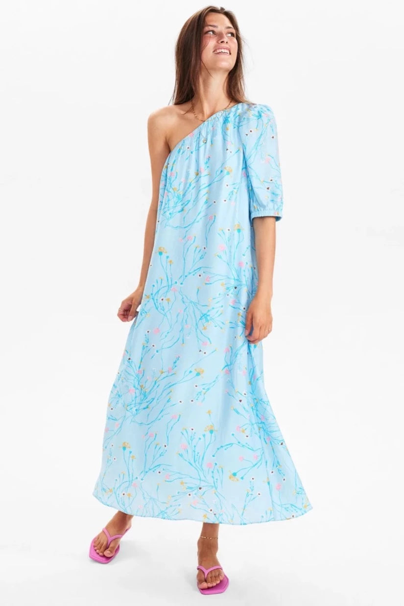 Ritt One Shoulder Dress Crystal Blue