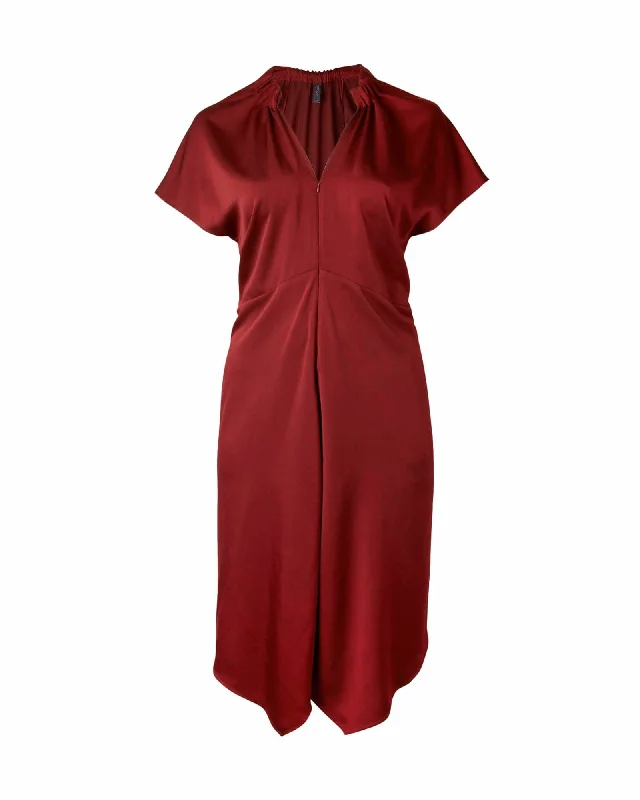 Ruched Fold Dress | Wine