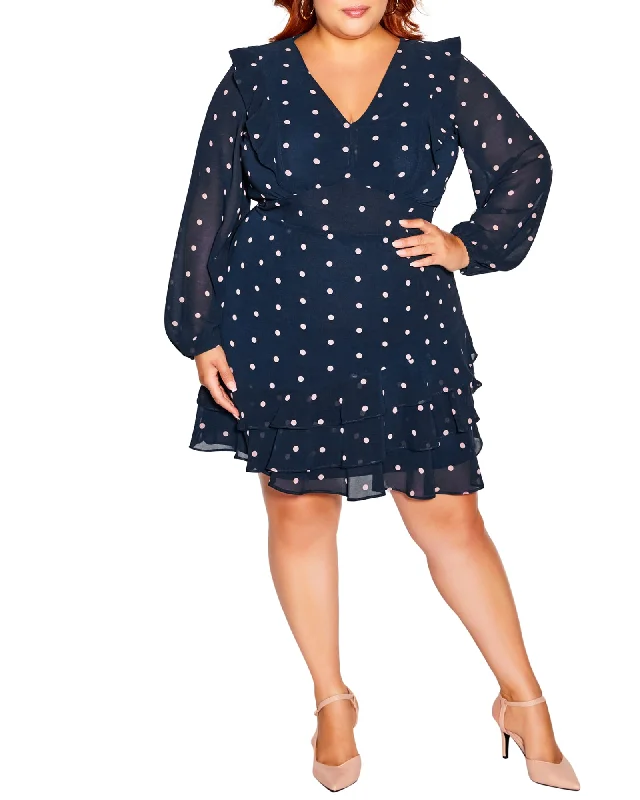 Sabrina Dress | Navy Polka Dot