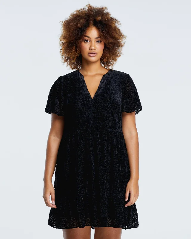 Salome Burn-out Dress | Black