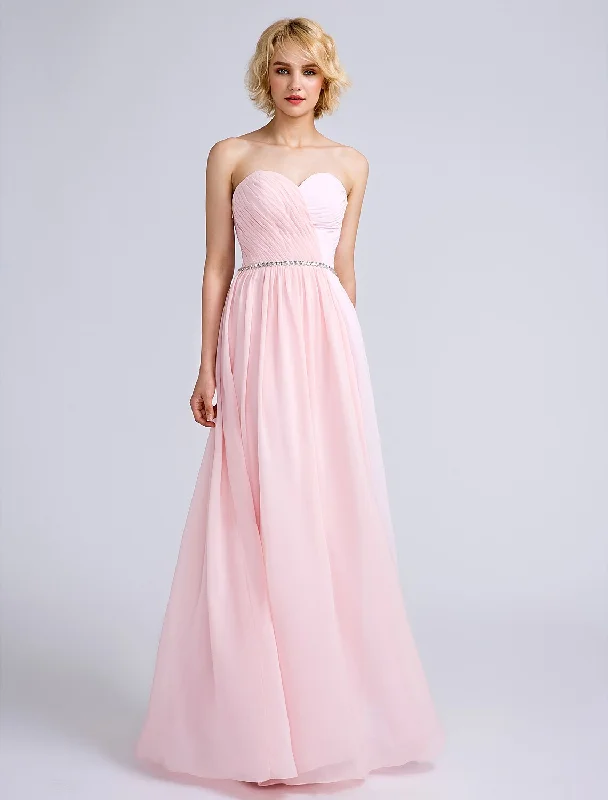 Sheath / Column Bridesmaid Dress Sweetheart Sleeveless Open Back Floor Length Chiffon with Criss Cross