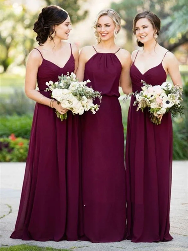 Simple A Line Sweetheart Neck Burgundy Bridesmaid Dress, Burgundy Prom Dress