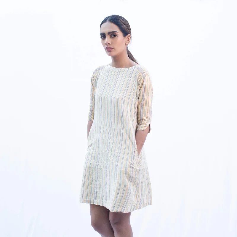 SIYA Yellow Stripe Kala Cotton Dress