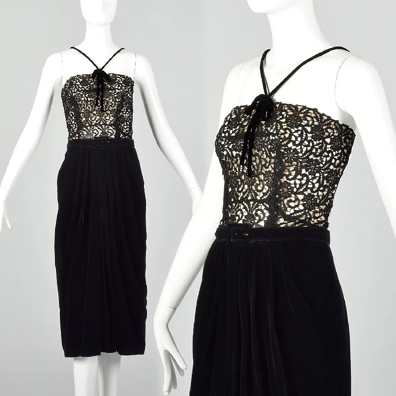 Small 1940s Illusion Bodice Evening Dress