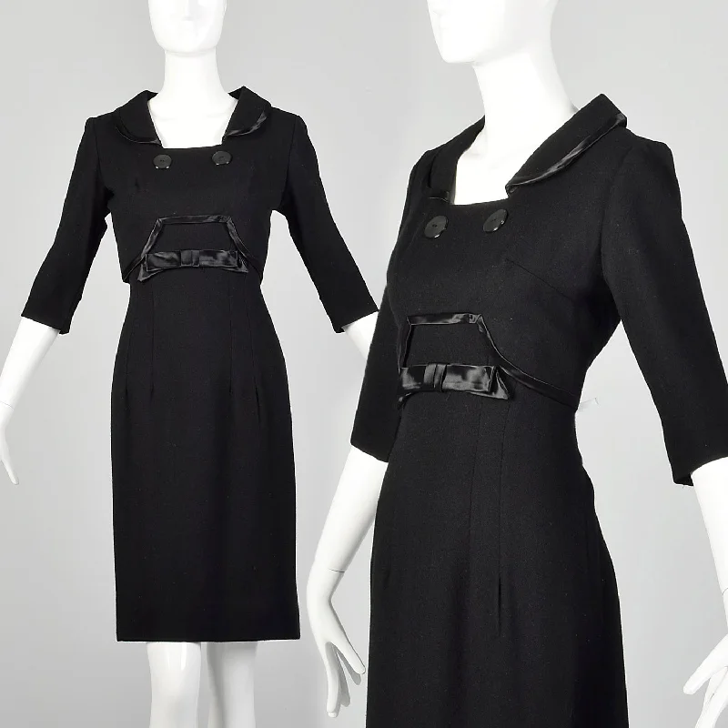 Small 1950s Black Collared Dress