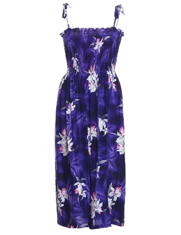 Smock Hawaiian Dress Midnight Orchid