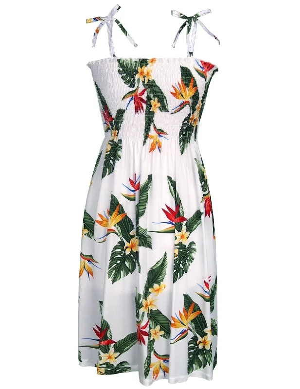 Smocked Hawaiian Dress Birds of Paradise