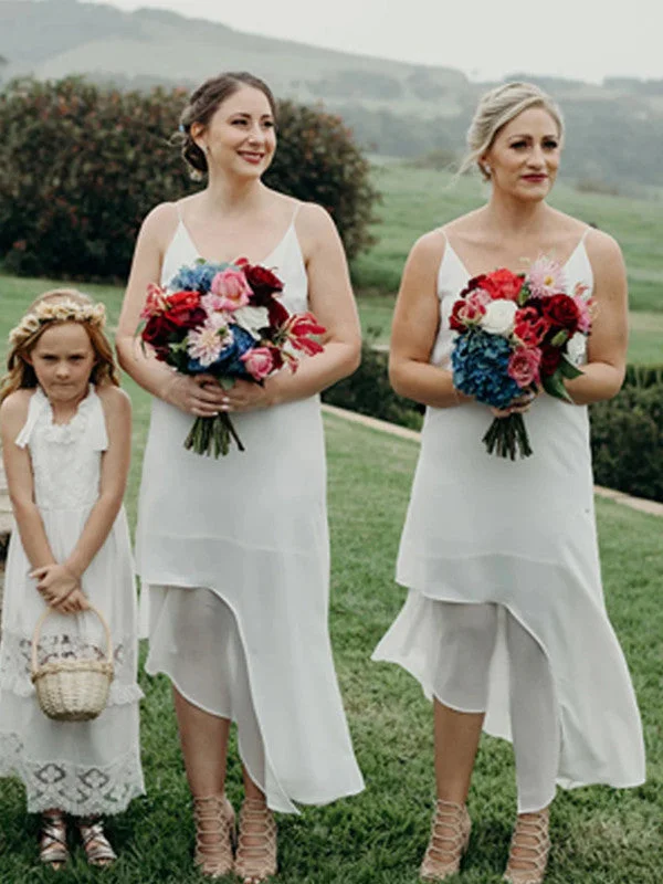 Spaghetti Straps Simple Bridesmaid Dresses, Chiffon 2020 Bridesmaid Dresses