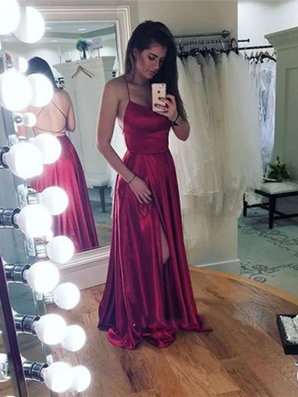 Stylish Backless Burgundy Prom Dress, Backless Burgundy Formal Dress, Burgundy Evening Dress