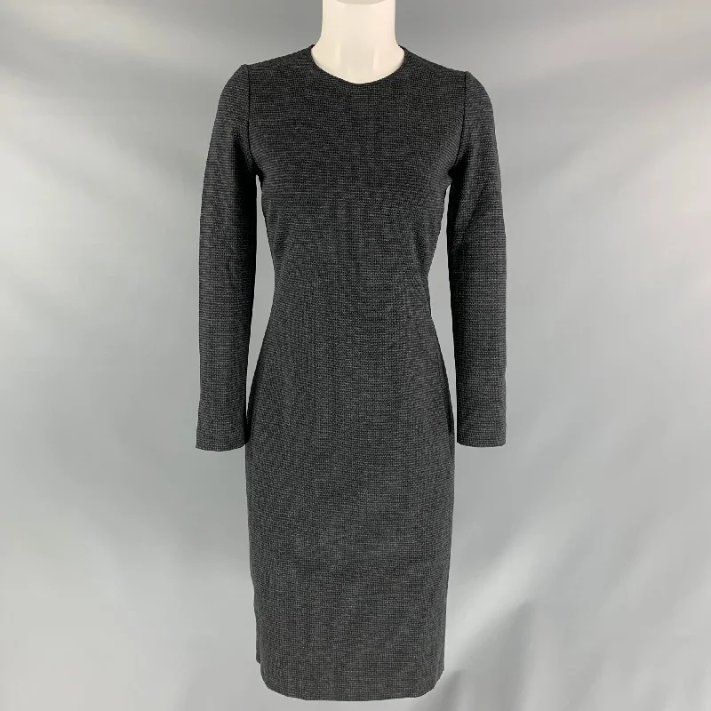 THEORY Size S / 2 Black & Grey Houndstooth Viscose Blend Dress