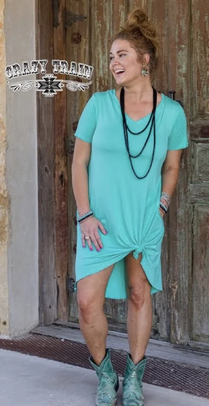 Turquoise Druzzy Pocket Dress