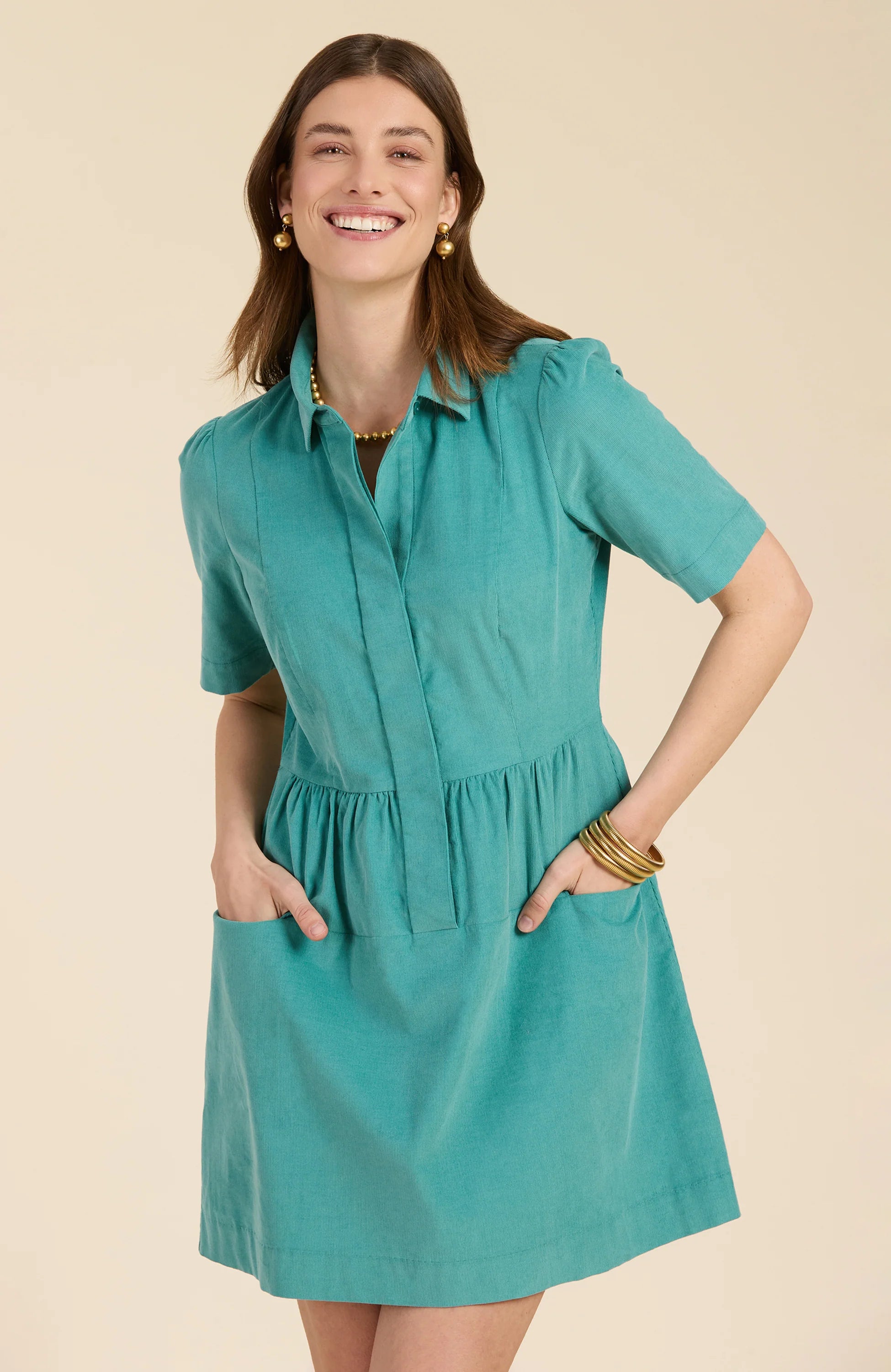 Mitzi Cord Dress (Deep Lake)