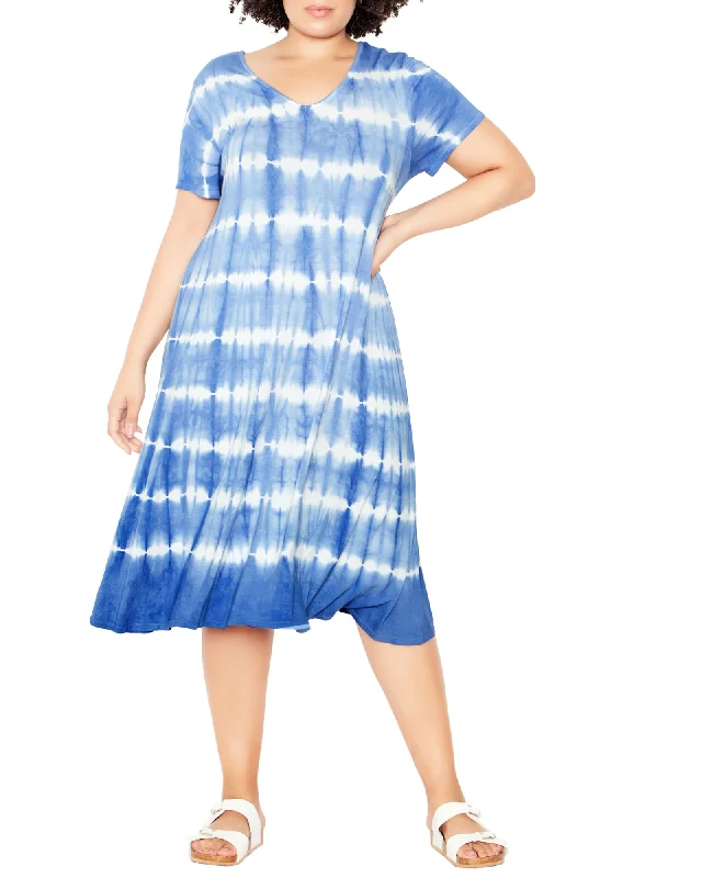 Veda Crossback Knit Dress | Azure Blue / White