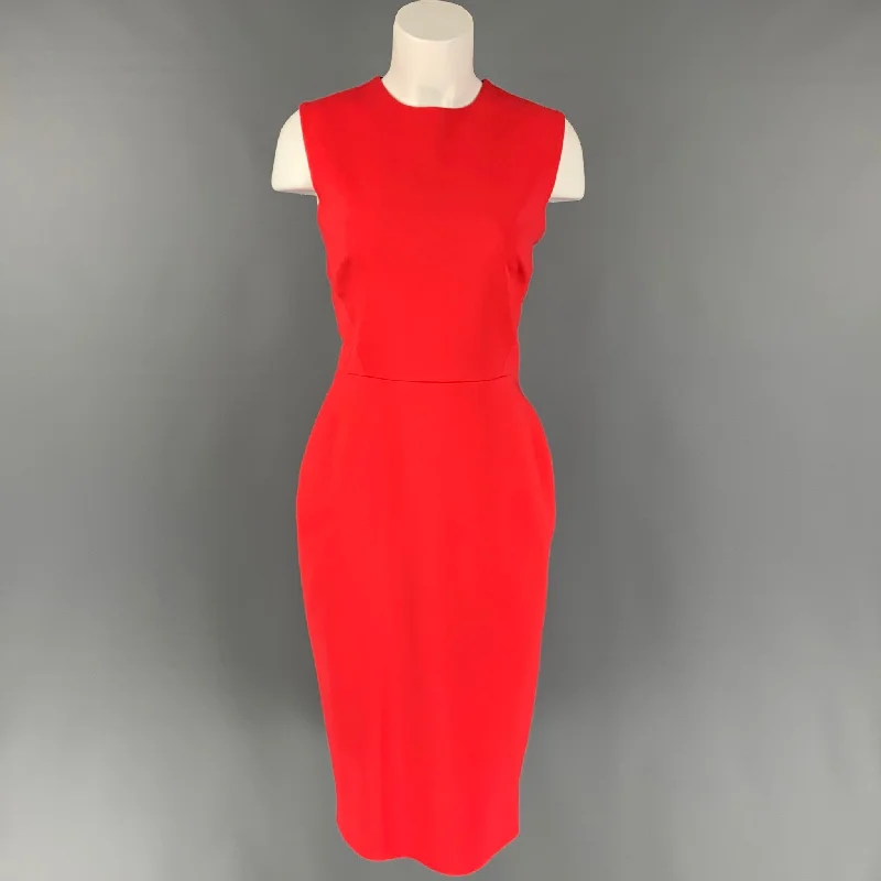 VICTORIA BECKHAM Size L Red Cotton Blend Sheath Dress