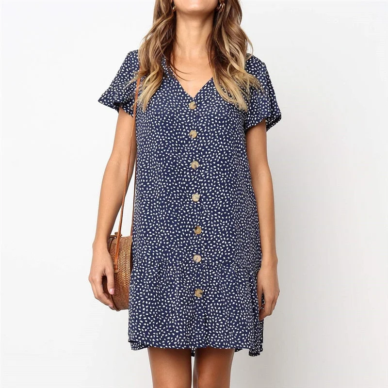 Women Dresses Bohemian Ruffled Dot