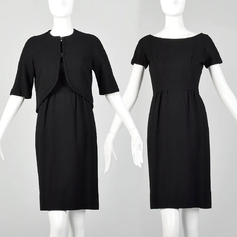 XS 1960s Black Dress Set and Matching Jacket