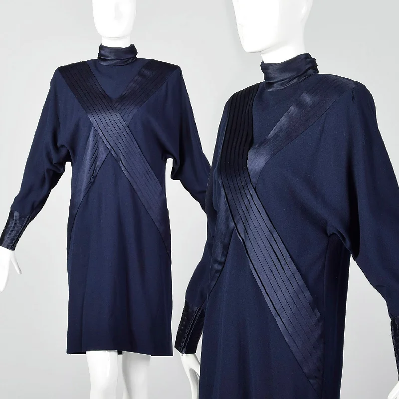 XS-Small Galanos 1980s Navy Dress