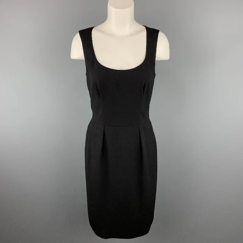 YVES SAINT LAURENT Size 6 Black Wool / Elastane Shift Dress