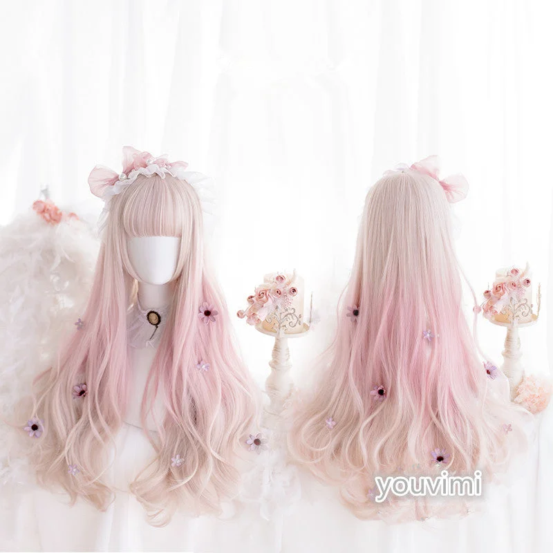 Lolita pink gradient long curly wig yv42856