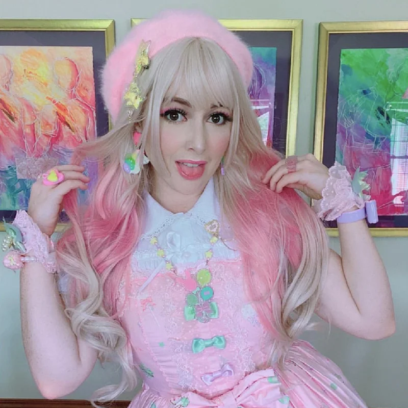 Review For Lolita Pink Gradient Long Curly Wig Yv42856