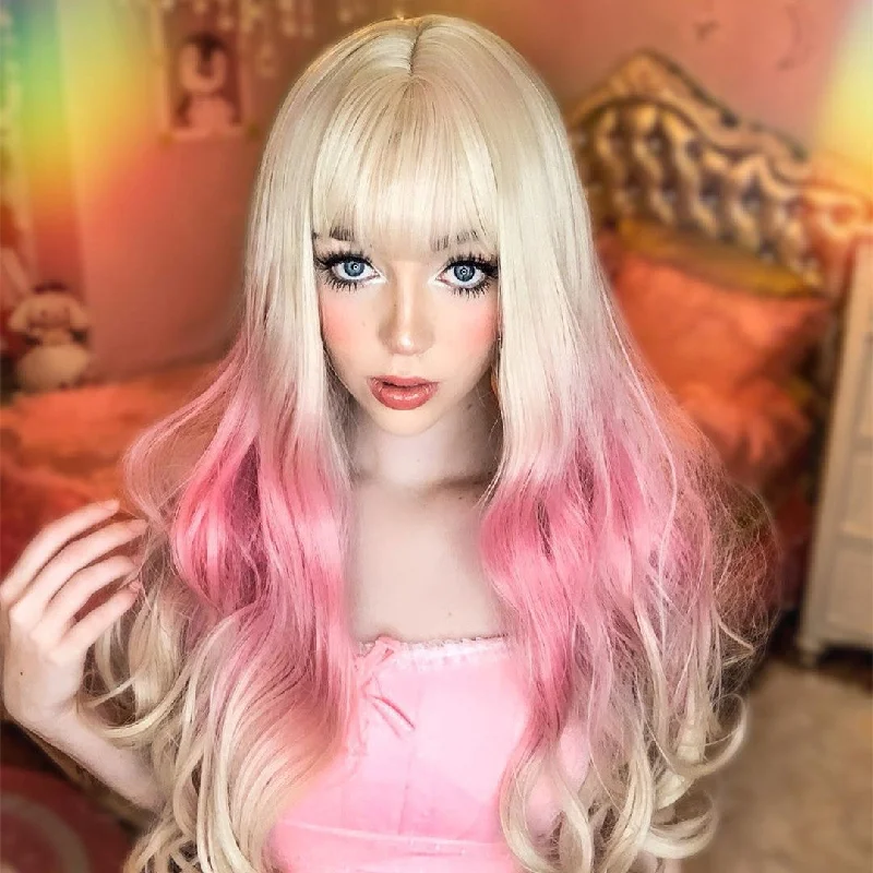 Review For Lolita Pink Gradient Long Curly Wig Yv42856