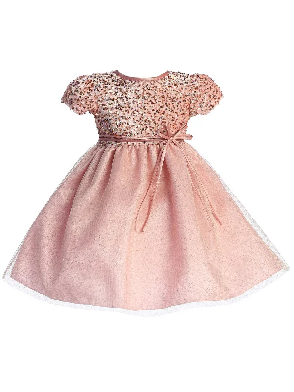 Girls Multi Color Velvet Sequin Adorned Glitter Tulle Flower Girl Dress 2T-8