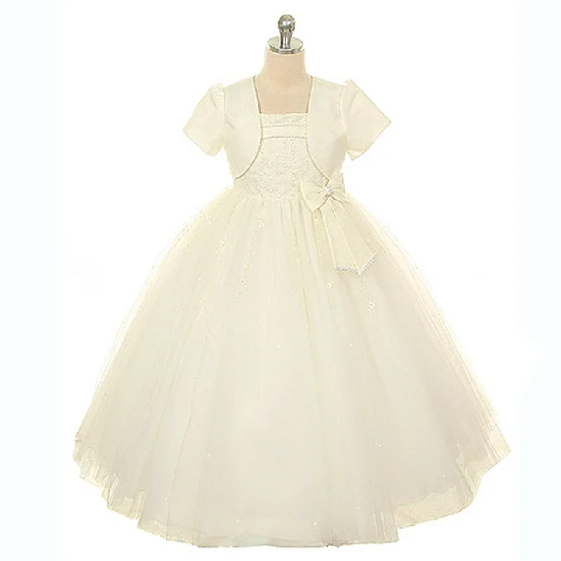 Ivory Sequin Rhinestone Flower Girl Dress Little Girls 2T-8