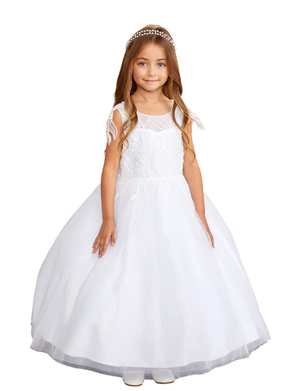 Girls Sequin Applique Shoulder Accent Special Occasion Dress, Sizes 2-16