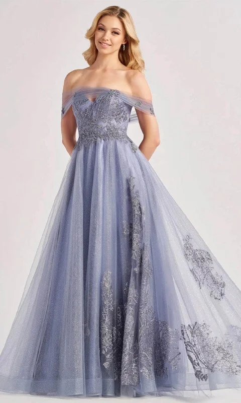 Colette By Daphne CL8640 - Embroidered Tulle Prom Dress