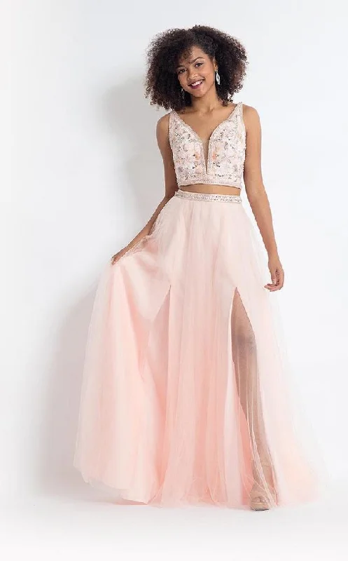 Rachel Allan - 6118 Strappy Open Back Beaded Top Tulle Gown - 1 pc Blush In Size 0 Available