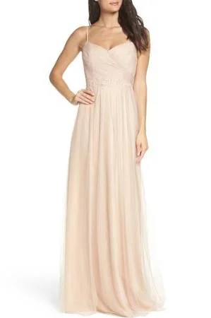 Monique Lhuillier Surplice Tulle Gown