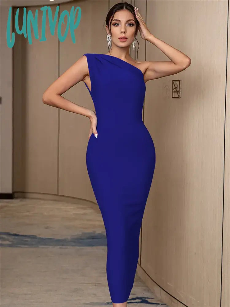 Lunivop Sexy One Shoulder Bodycon Summer Bandage Dress Vestidos Elegantes Para Mujer Night Club Outfit Robes Du Soir Evening Party Prom