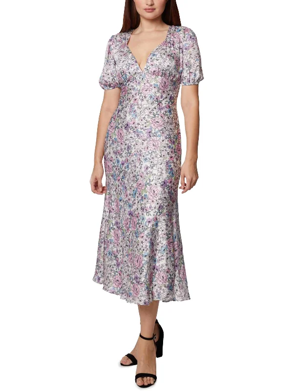 Womens Floral Print Long Midi Dress