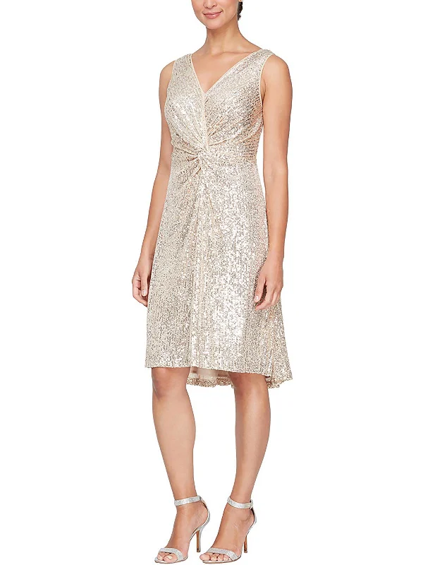 Womens Sequined Cocktail Midi Dress