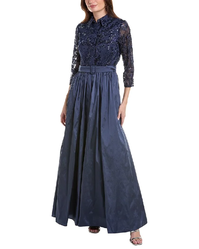 Aidan Mattox Embellished Shirt Ballgown